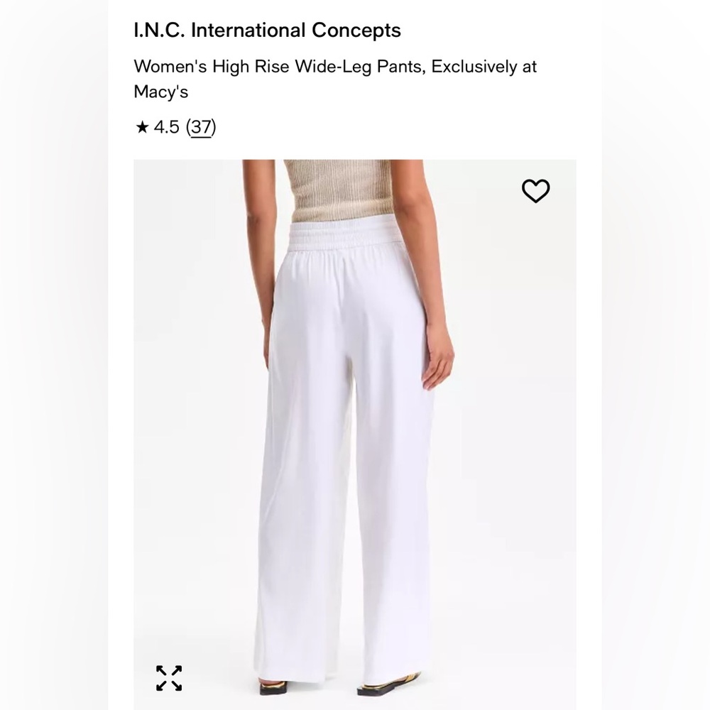 INC International Concepts White Wide-Leg Linen Pants